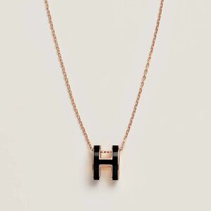 Hermes Pendant Pop H Noir Rose Gold Plated H147991FO03